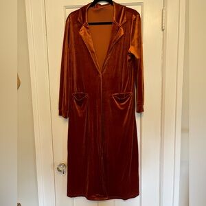 Velvet long duster jacket